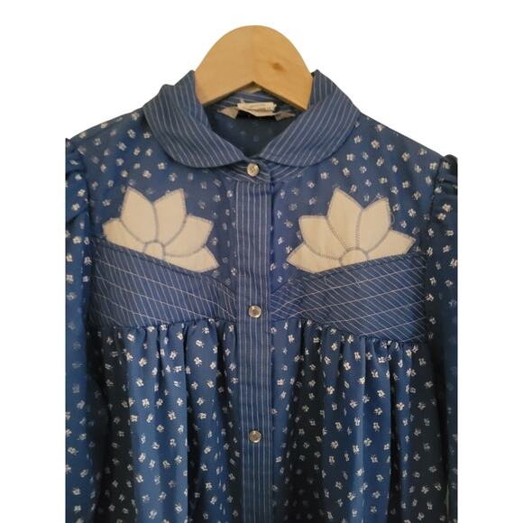 Vintage Models Coat Blue Floral Housecoat - Picture 3 of 8